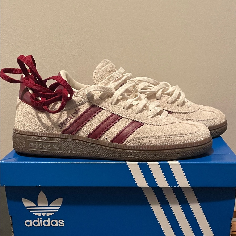 Adidas Spezial Cream with Burgundy Stripes